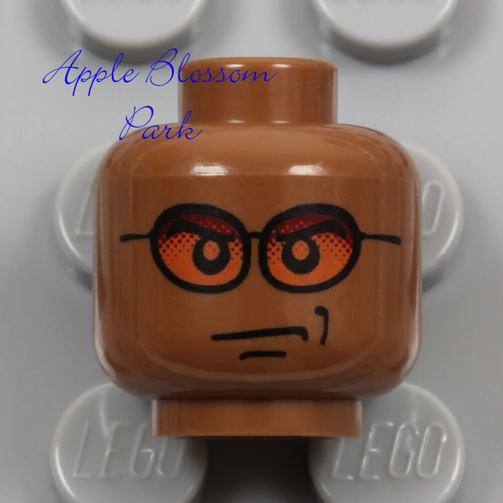 New Lego Dark Flesh Minifig Head - Light Reddish Brown Sun Glasses Medium Smile