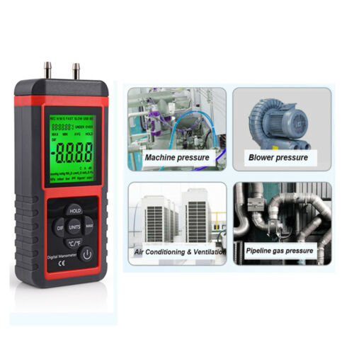 Lcd Digital Manometer Differential Air Pressure Meter ±2.999 Psi Gauge Kpa