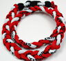 Kids 18" 3 Rope Twist Titanium Sport Necklace Red White Tornado Baseball Reds