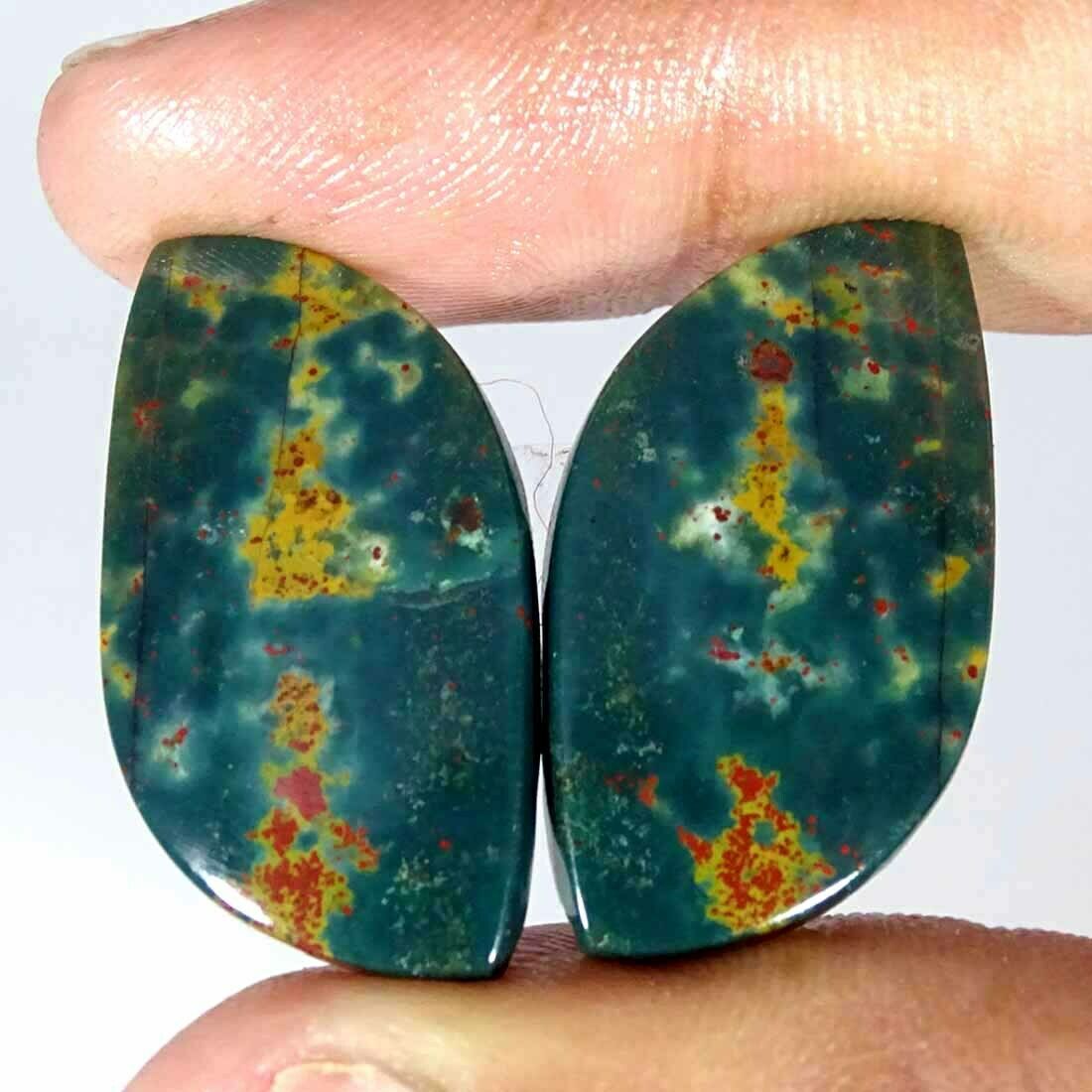 35.50cts Natural Bloodstone Fancy Pair Cabochon Loose Gemstone