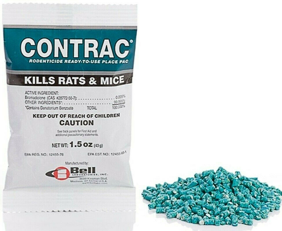 Contrac Just One Bite Mouse Mice Rat Bait Pellets 1-70 Place Packs 1.5 Oz 43 Gr