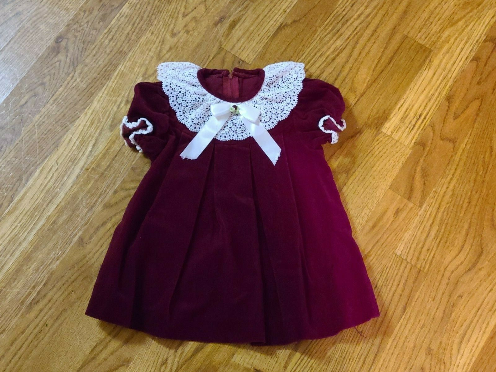 Vintage Good Lad Baby Dress Sz 24 Mths Burgandy