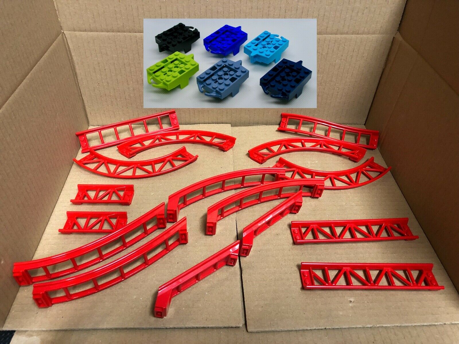 New Lego Roller Coaster Track Red / Cars (10261) - Black Blue Lime Green Azure