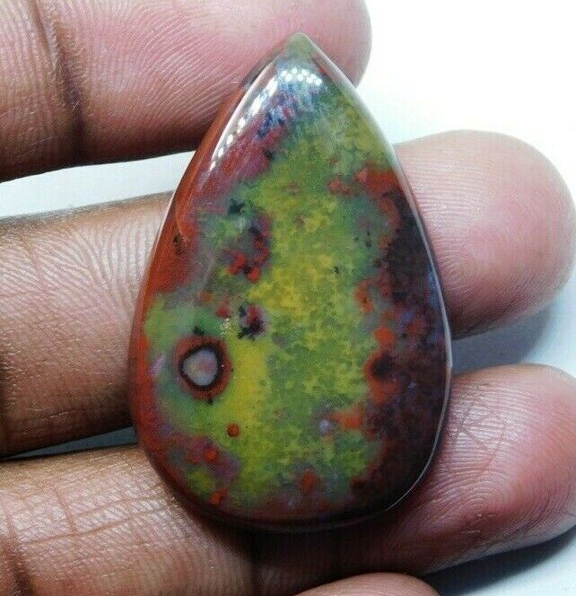 39 Cts.natural Bloodstone Cabochon Loose Gemstone Pear   Shape -sk 2310