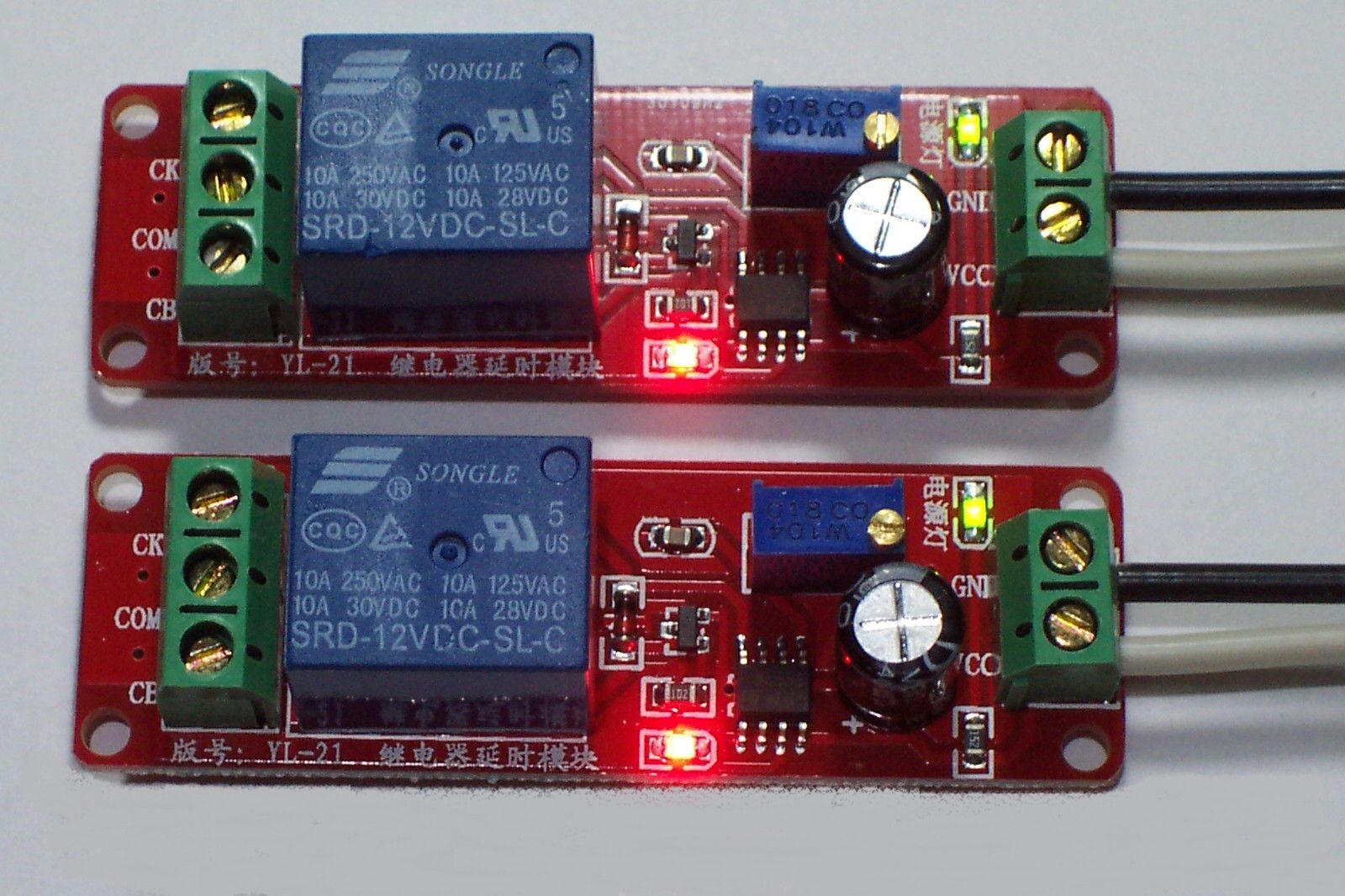2pcs 12 Vdc Adjustable On Delay Time 0 To 10 Seconds 10 Amp Relay Board Usa !!