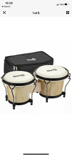 Rockjam 7" And 8" Bongo Drum Set With Padded Bag And Tuning Key Natural
