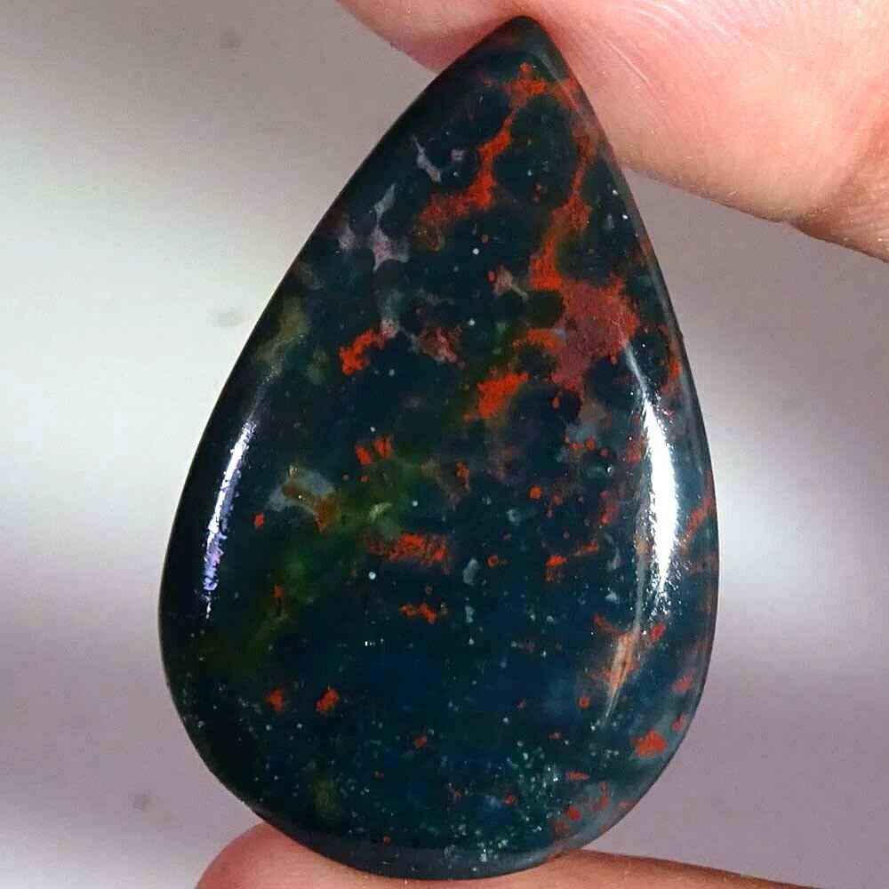 22.50 Cts Natural Bloodstone Cabochon 20x32x3 Mm Pear Shape Loose Gemstone