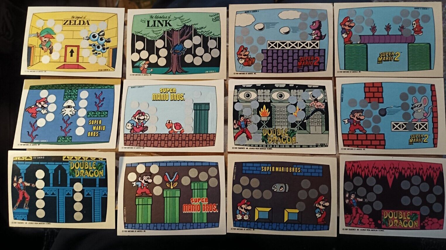 1989 Topps Nintendo Scratch-off Game 12 Unscratched Cards