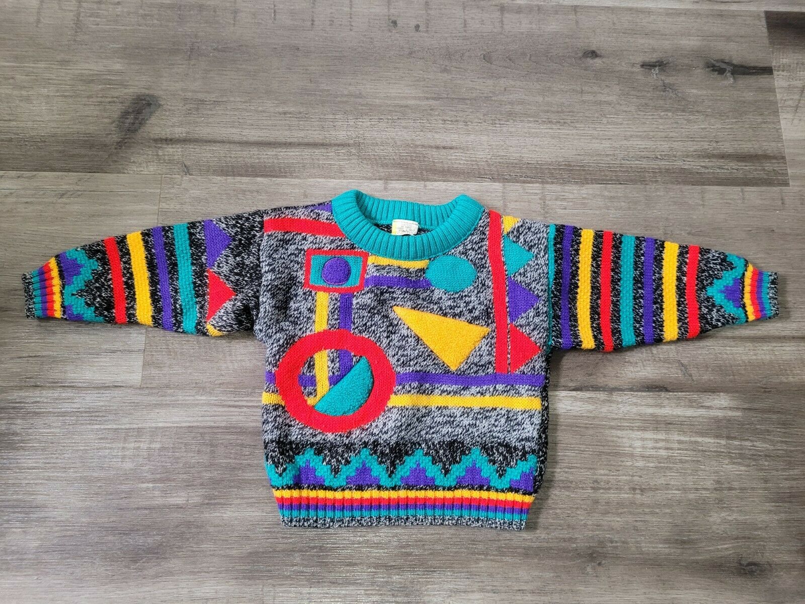 Vintage 90s Sweater Geometric Colorful Baby Size 12 Months