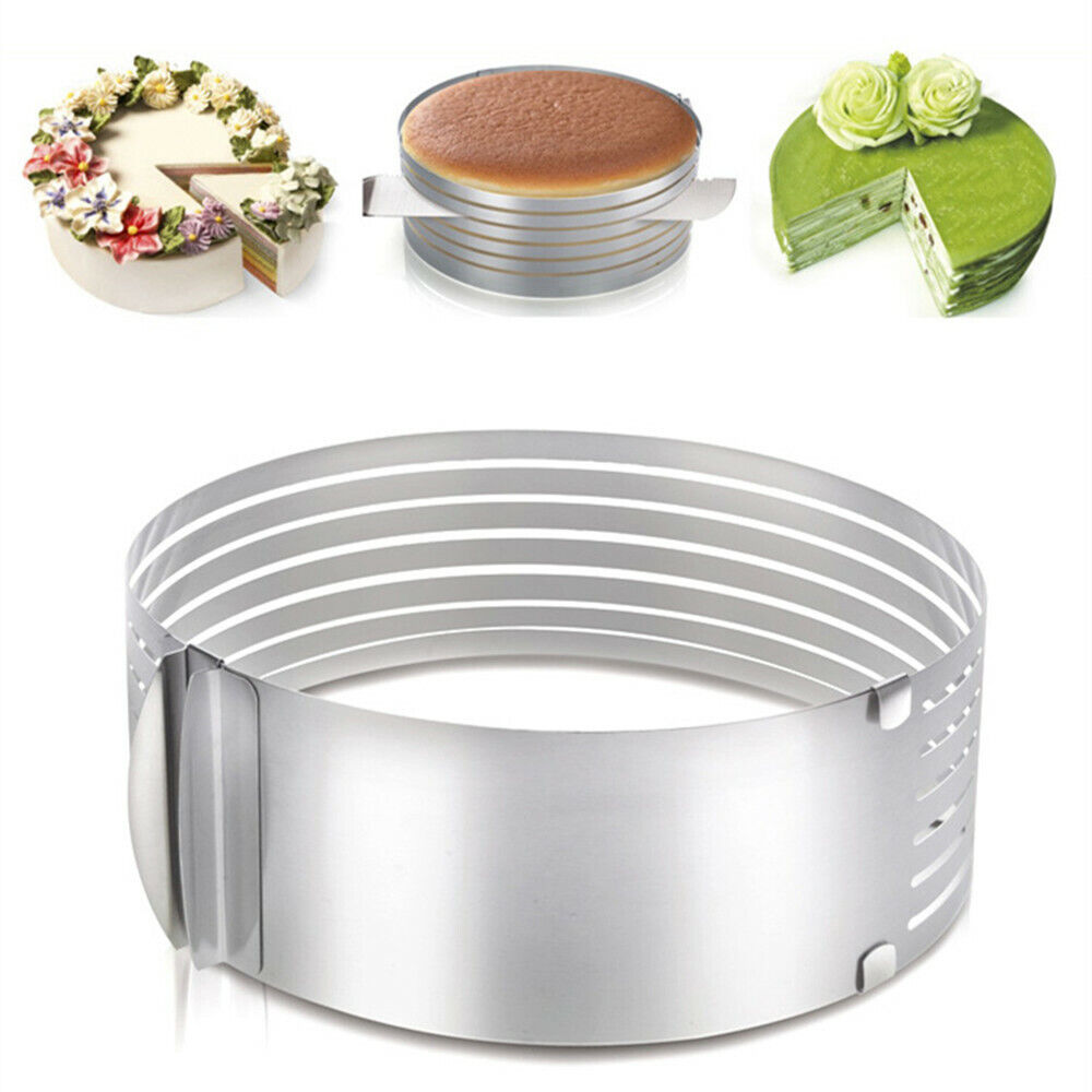 Adjustable Round Stainless Steel Mousse Cake Ring Mold Layer Slicer Cutter