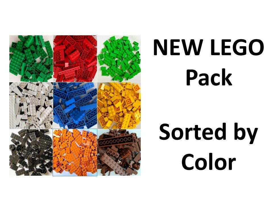 New 💥100/200/300pc Lego Bulk Lot Pack, Sorted By Color, Brick Block Plate Slope