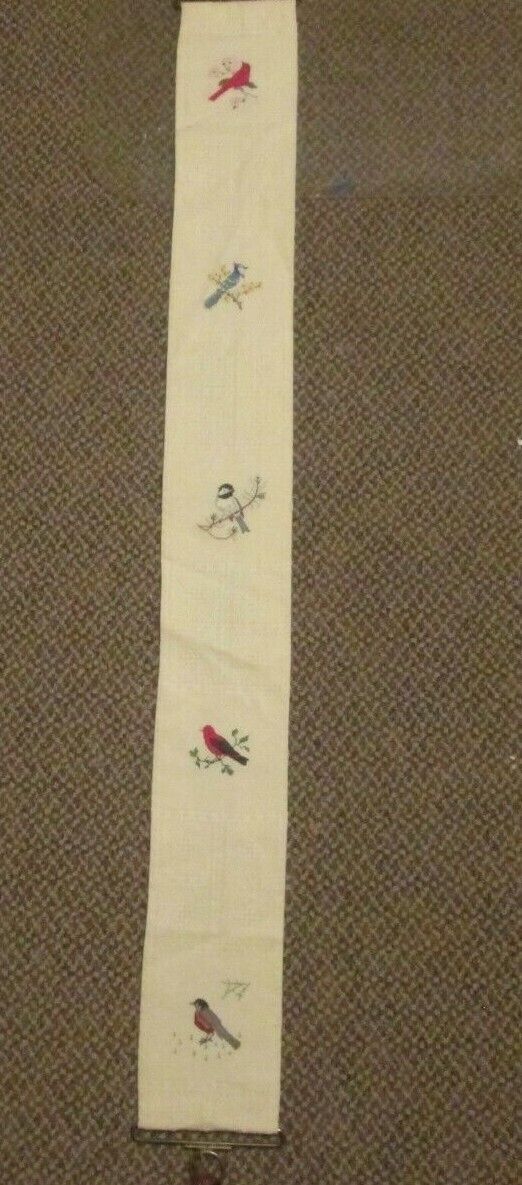 Cream Color Cross Stitched Bird Bell Pull Very Nice