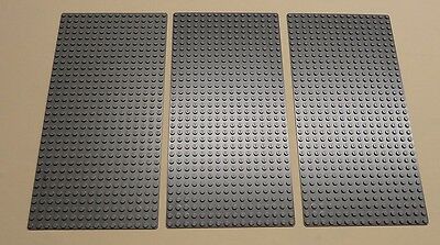 X3 New Lego Gray Baseplates Base Plates Brick Building 16 X 32 Dots Bluish Gray