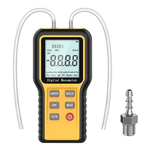 Manometer 12 Selectable Units Differential Pressure Gauge Dual Port Manometer