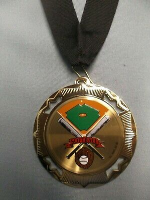 Color Insert Softball Gold Medal With Black Neck Drape Trophy