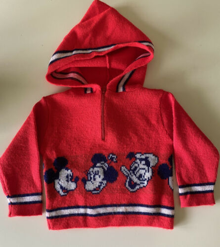 Adorable Vintage Disney Mickey Mouse Infant Hoodie Sweater, Size 3-6 Months
