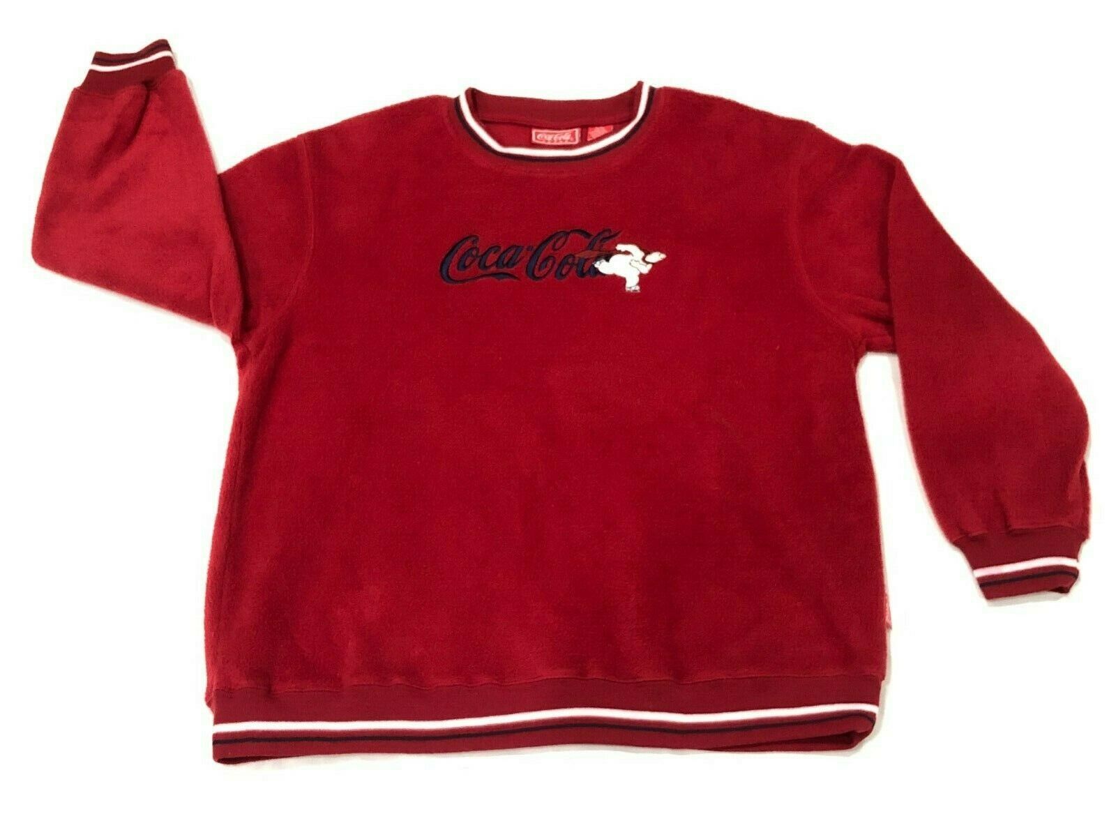 Vtg Coca Cola Brand Polar Bear Embroidery Pullover Sweatshirt Youth Large 11/13