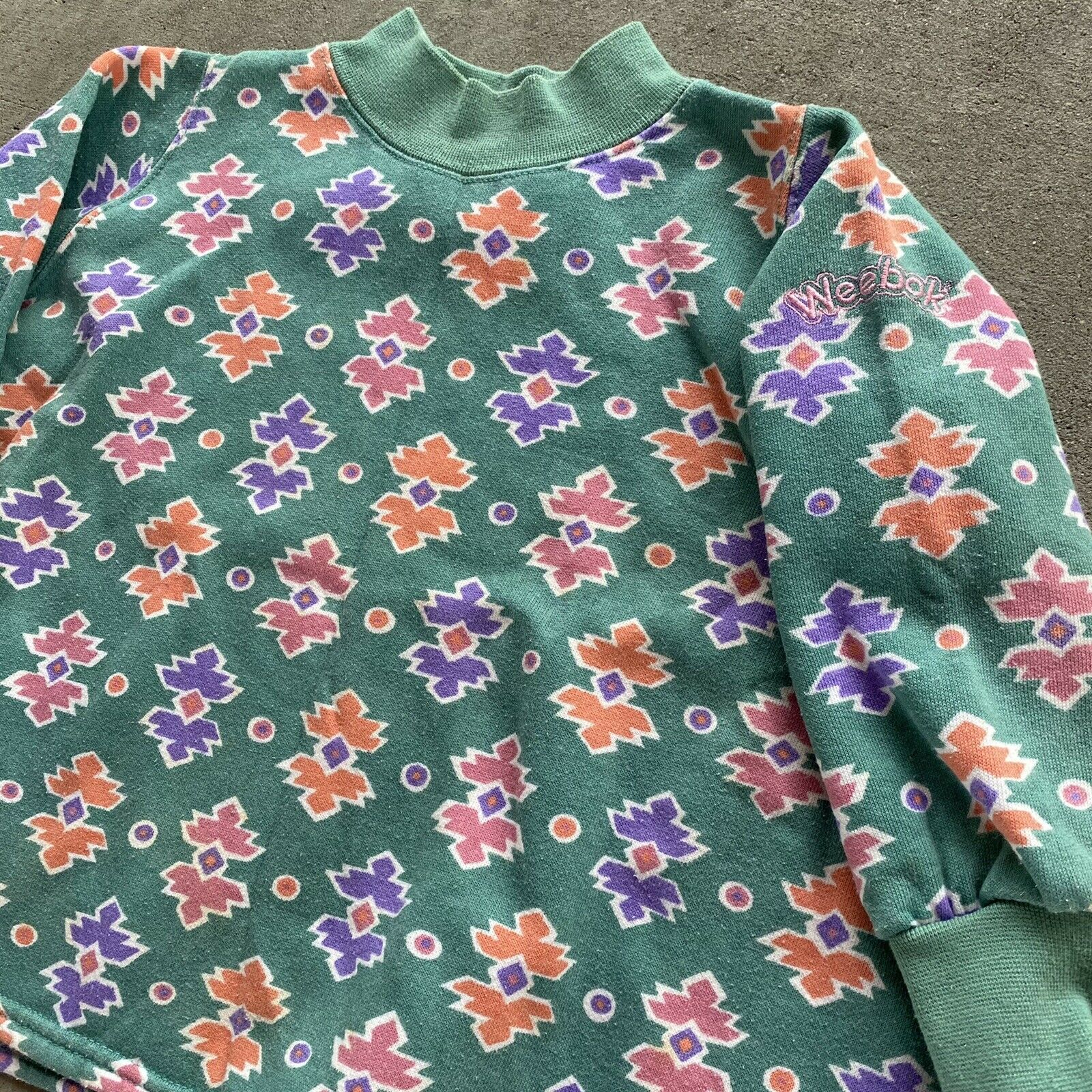 Vintage 90s Aztec Western Print Mockneck Weebok Sweatshirt Size 2t