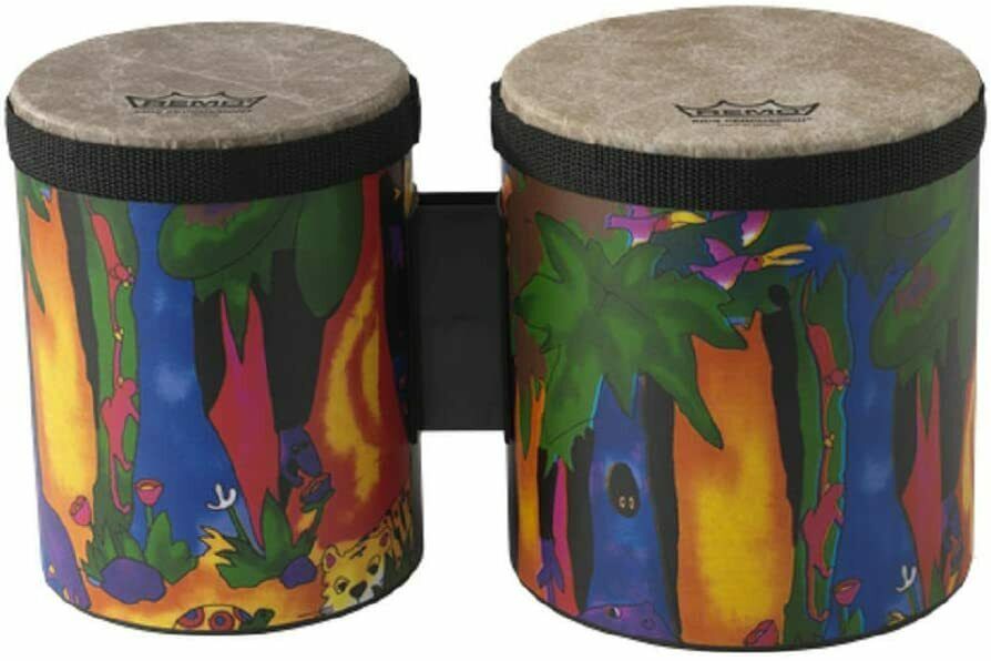 Remo Kd-5400-01 Kids Percussion Bongo Drum - Fabric Rain Forest, 5"-6"