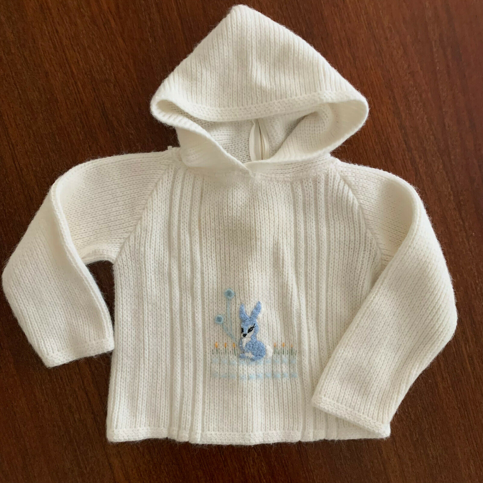 Vintage Baby Boys Girls Bunny Knit Sweater 6-12 Months
