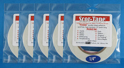 Bulk 5 Of Scor-tape Adhesive 1/4" X 27yd By Scor-pal - Value! Free Shipping!!