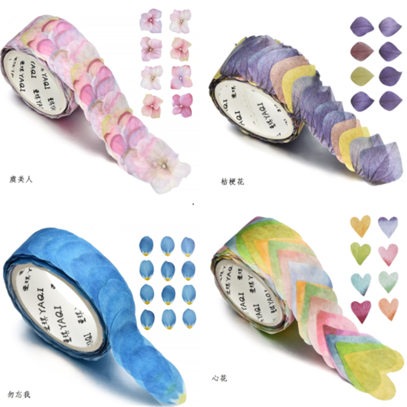 200pcs/roll Covering Scrapbook Sticker Sticky Paper Flower Petals Washi Tape