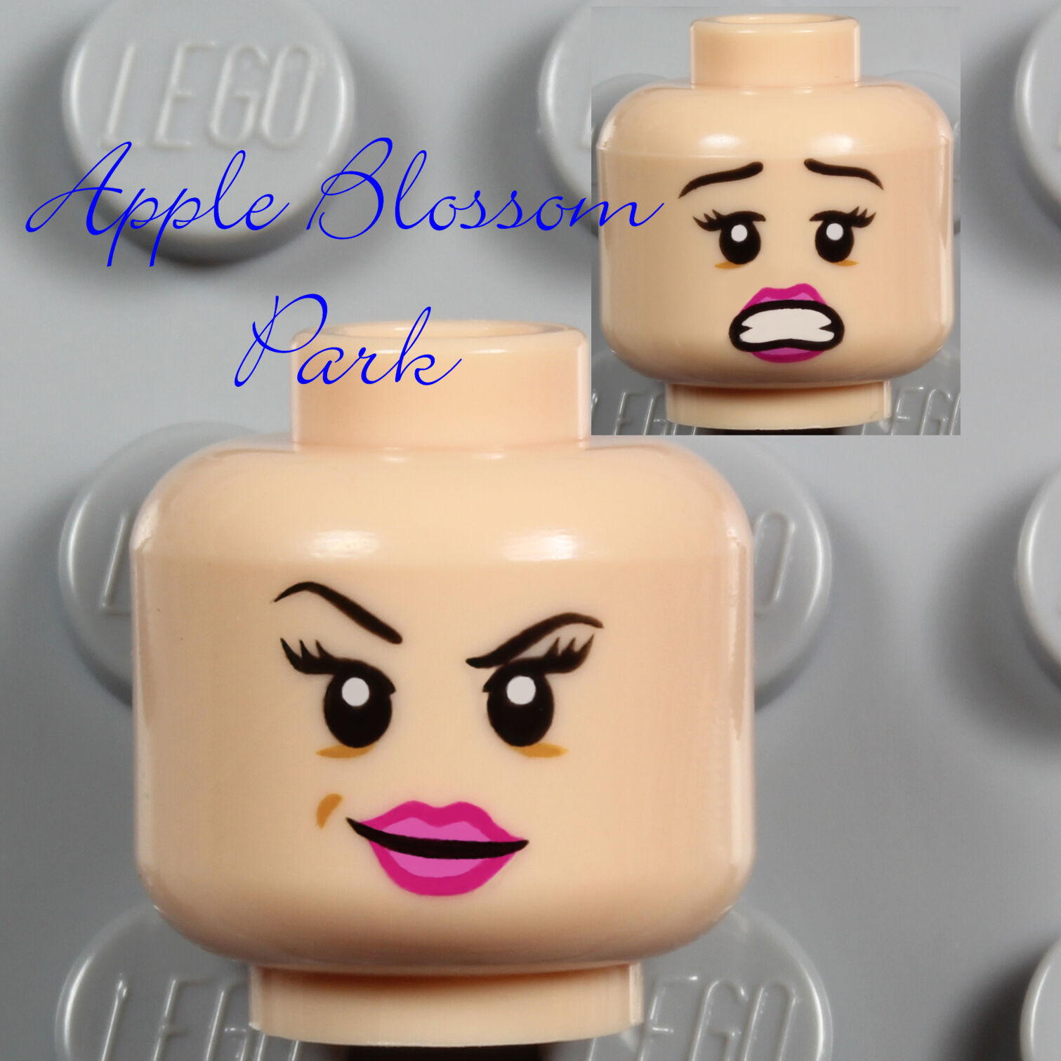 Lego Light Flesh Female Minifig Head - Girl Pink Lips Red Harrington Leia Smile